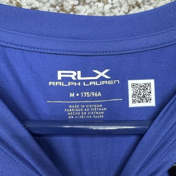 RLX Ralph Lauren Performance Stretch T-Shirt Mens Medium Blue Wicking Golf New - Picture 5 of 16